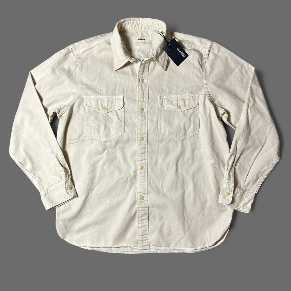 Buck Mason Tough Twill Workshirt Mens Size XL Natural Cotton Button Up Shirt NWT